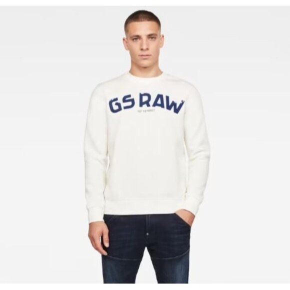 Gsraw Streetwear Rubber Graphic Printed Regular Fit GR Sweater Beige Mens Sz XXL - Picture 14 of 14